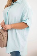 Koszula damska Plus Size z wiskozy z dłuższym tyłem jasno miętowa