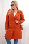 Płaszcz damski Plus Size dwurzędowy z kołnierzem rudy