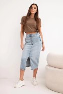 Spódnica jeansowa M.Sara z guzikami midi z elastycznego denimu jeansowe