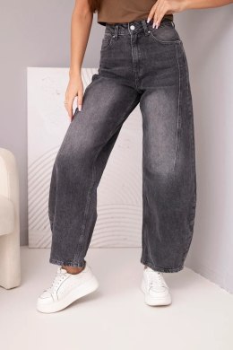 Spodnie damskie jeansowe Wide Leg z wysokim stanem i efektem sprania czarne