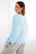 Sweter damski wiskozowy asymetryczny typu nietoperz niebieski