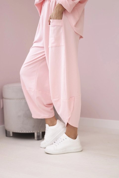 Komplet bawełniany bluza + spodnie pudrowy róż