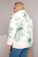 Kurtka damska wiosenna Plus Size z florystycznym wzorem miętowa