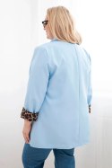 Marynarka damska Plus Size z podszewką w panterkę niebieska