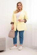 Marynarka damska Plus Size z podszewką w panterkę żółta
