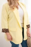 Marynarka damska Plus Size z podszewką w panterkę żółta