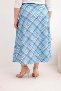Spódnica damska Plus Size w kratę z szerokim dołem niebieska