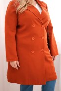 Płaszcz damski Plus Size dwurzędowy z kołnierzem rudy