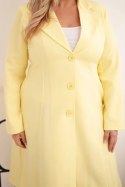 Płaszcz damski Plus Size klasyczny z guzikami i kołnierzem żółty