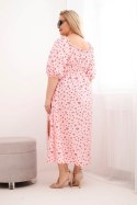 Sukienka damska Plus Size z dekoltem na troczki i elastyczną talią cukierkowy róż