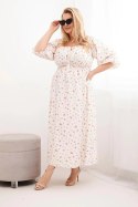 Sukienka damska Plus Size z dekoltem na troczki i elastyczną talią ecru