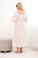 Sukienka damska Plus Size z dekoltem na troczki i elastyczną talią ecru
