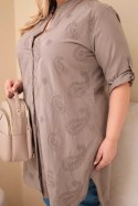 Sukienka damska Plus Size z haftem i podwijanym rękawem fango