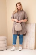 Sukienka damska Plus Size z haftem i podwijanym rękawem fango