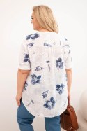 Bluzka damska bawełniana Plus Size w kwiatowy wzór biała