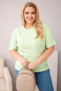 Bluzka damska bawełniana Plus Size z krótkim rękawem basic jabłkowa