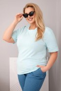 Bluzka damska bawełniana Plus Size z krótkim rękawem basic miętowa