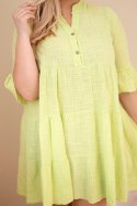 Sukienka damska bawełniana Plus Size z falbanami jasno zielona