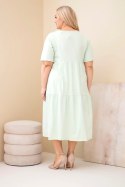 Sukienka damska bawełniana Plus Size z krótkim rękawem i falbaną miętowa