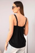 Bluzka damska na ramiączkach z koronkowym wykończeniem czarna
