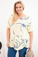 Bluzka damska bawełniana Plus Size z krótkim rękawem i kieszenią żółta