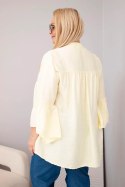 Bluzka damska wiskozowa Plus Size z falbaniastym rękawem i dekoltem V żółta