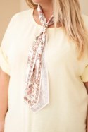 Bluzka damska wiskozowa Plus Size z krótkim rękawem i ozdobną apaszką żółta