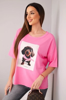 Bluzka damska bawełniana oversize z nadrukiem 