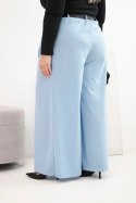 Spodnie damskie Plus Size z szeroką nogawką i paskiem niebieskie