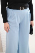 Spodnie damskie Plus Size z szeroką nogawką i paskiem niebieskie