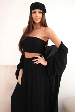 Komplet damski wiskozowy 4-częściowy w stylu boho czarny