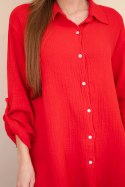 Koszula bawełniana muślinowa Plus Size jasno borodowa
