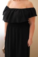 Sukienka damska Plus Size z falbaną i elastyczną talią czarna