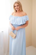Sukienka damska Plus Size z falbaną i elastyczną talią niebieska