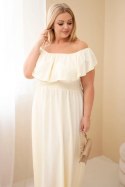 Sukienka damska Plus Size z falbaną i elastyczną talią żółta