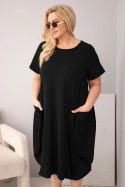 Sukienka damska Plus Size bawełniana z kieszeniami czarna