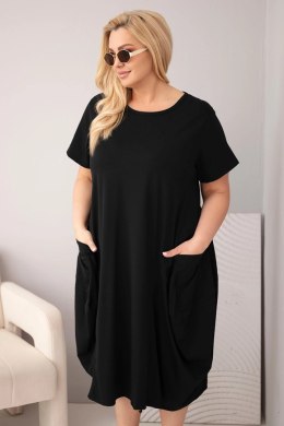 Sukienka damska Plus Size bawełniana z kieszeniami czarna