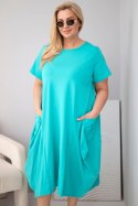 Sukienka damska Plus Size bawełniana z kieszeniami miętowa