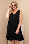 Sukienka damska Plus Size wiskozowa z koronką bez rękawów czarna