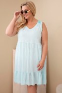 Sukienka damska Plus Size wiskozowa z koronką bez rękawów miętowa