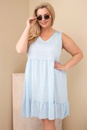 Sukienka damska Plus Size wiskozowa z koronką bez rękawów niebieska