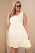Sukienka damska Plus Size wiskozowa z koronką bez rękawów żółta