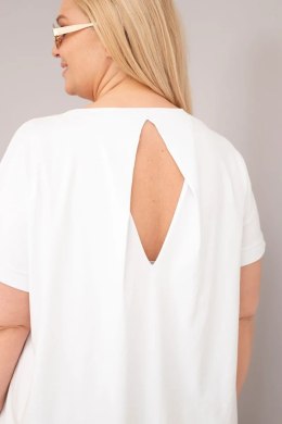 Bluzka damska Plus Size bawełniana z krótkim rękawem biała