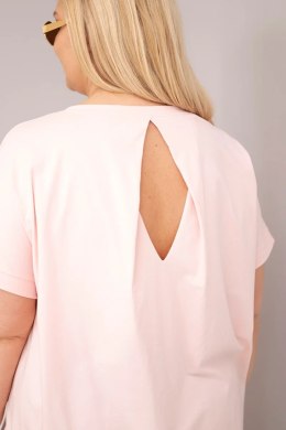 Bluzka damska Plus Size bawełniana z krótkim rękawem cukierkowy róż