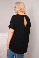 Bluzka damska Plus Size bawełniana z krótkim rękawem czarna