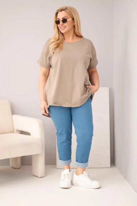 Bluzka damska Plus Size bawełniana z krótkim rękawem fango
