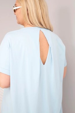 Bluzka damska Plus Size bawełniana z krótkim rękawem niebieska
