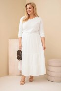Spódnica damska Plus Size bawełniana muślinowa z falbaną i gumką biała
