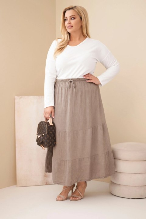 Spódnica damska Plus Size bawełniana muślinowa z falbaną i gumką fango