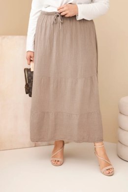 Spódnica damska Plus Size bawełniana muślinowa z falbaną i gumką fango